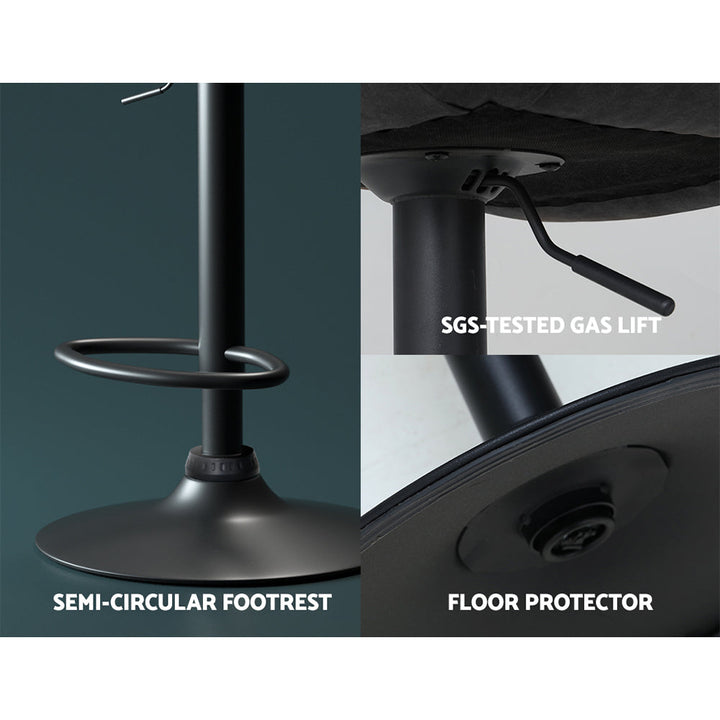 Bar Stools - James Leather Bar Stool Swivel (Set Of 2) Black