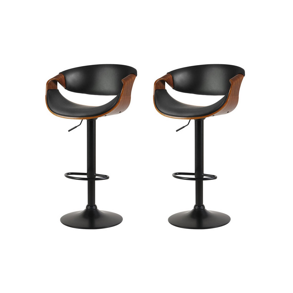 Amber Leather Bar Stool Swivel (Set of 2) Black Frame