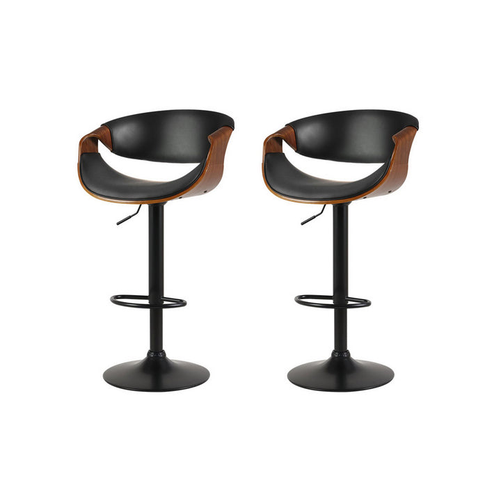 Amber Leather Bar Stool Swivel (Set of 2) Black Frame