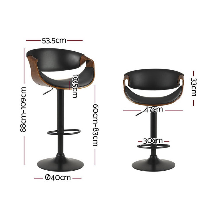Amber Leather Bar Stool Swivel (Set of 2) Black Frame