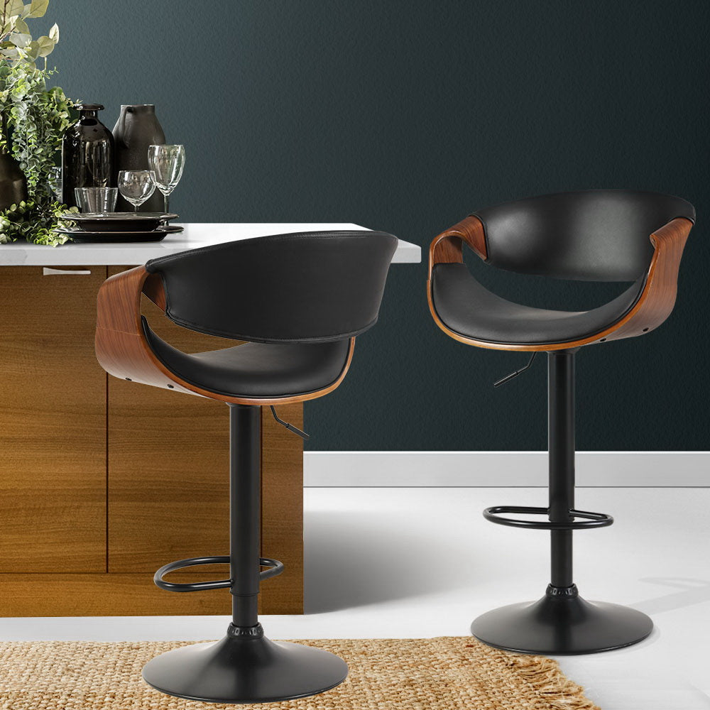 Amber Leather Bar Stool Swivel (Set of 2) Black Frame