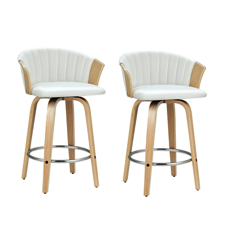 Bar Stools - Taila Leather Counter Stool (Set Of 2) White 66cm