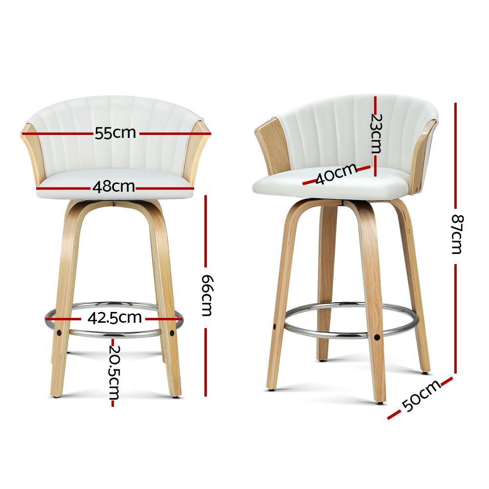 Bar Stools - Taila Leather Counter Stool (Set Of 2) White 66cm