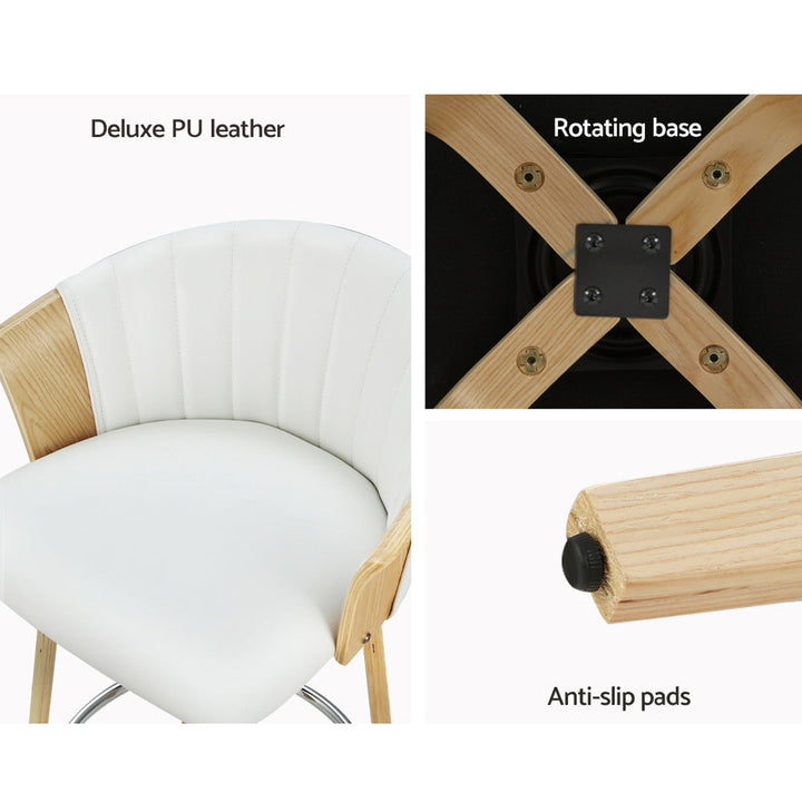 Bar Stools - Taila Leather Counter Stool (Set Of 2) White 66cm