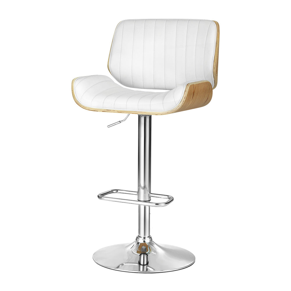 Bar Stools - Marlie Leather Bar Stool Swivel White