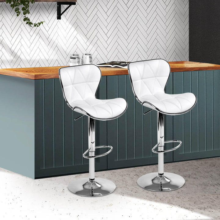 Ruby Leather Bar Stool Swivel (Set of 4) White