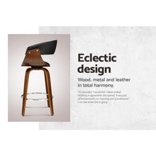 Load image into Gallery viewer, Bar Stools - Angus Leather Wooden Swivel Kitchen Bar Stool Black 65cm