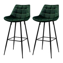 Load image into Gallery viewer, Bar Stools - Audrey Set Of 2 Velvet Fabric Kitchen Bar Stool Green 76cm