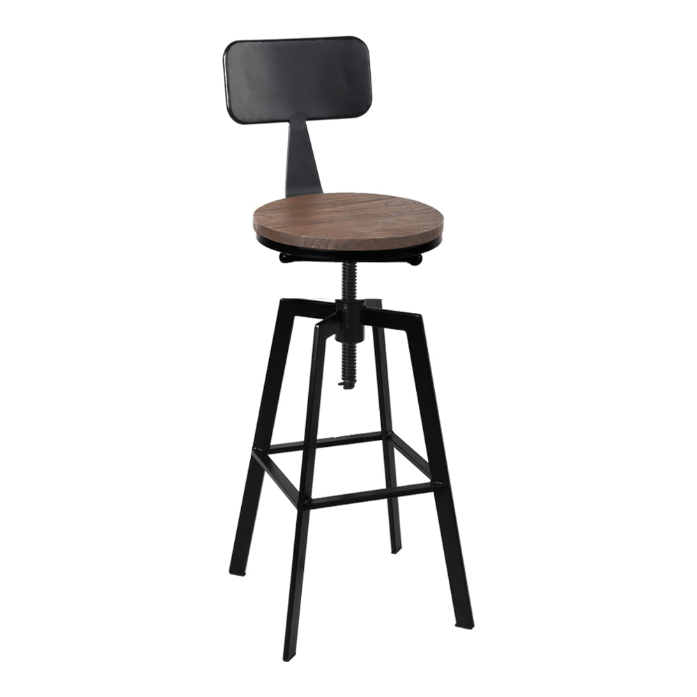 Buy Bruno Industrial Bar Stool Wooden Swivel (Set of 2) Black | Bar