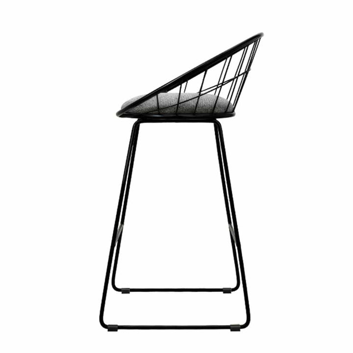 Bar Stools - Camden Set Of 2 Steel Kitchen Bar Stool Black Grey 65cm