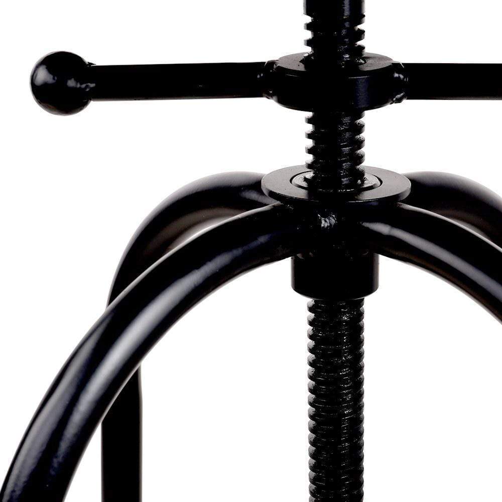 Bar Stools - Chico Industrial Adjustable Round Swivel Kitchen Bar Stool Black Wood