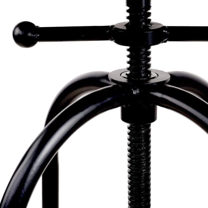 Bar Stools - Chico Industrial Adjustable Round Swivel Kitchen Bar Stool Black Wood