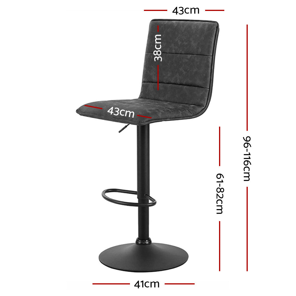 Bar Stools - Chloe Leather Bar Stool Vintage Swivel (Set Of 2) Grey