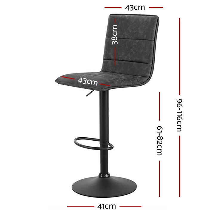 Bar Stools - Chloe Leather Bar Stool Vintage Swivel (Set Of 2) Grey