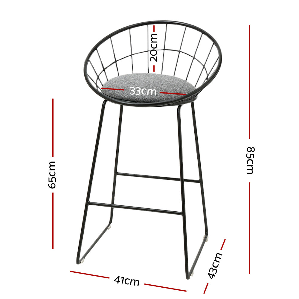 Bar Stools - Cody Industrial Bar Stool (Set Of 2) Grey 65cm