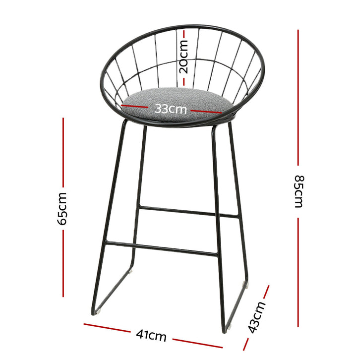 Bar Stools - Cody Industrial Bar Stool (Set Of 2) Grey 65cm