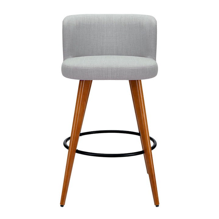 Bar Stools - Connor Fabric Bar Stool Wooden (Set Of 4) Grey 66cm