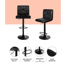 Load image into Gallery viewer, Bar Stools - Dodds Set Of 4 Leather Gas Lift Swivel Kitchen Bar Stool Black
