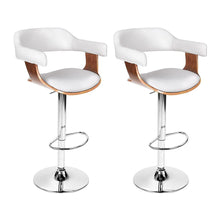 Load image into Gallery viewer, Bar Stools - Donna Set Of 2 Leather Wooden Swivel Kitchen Bar Stool White