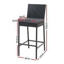 Load image into Gallery viewer, Bar Stools - Elmer Outdoor Bar Stools Wicker (Set Of 2) Black 71cm