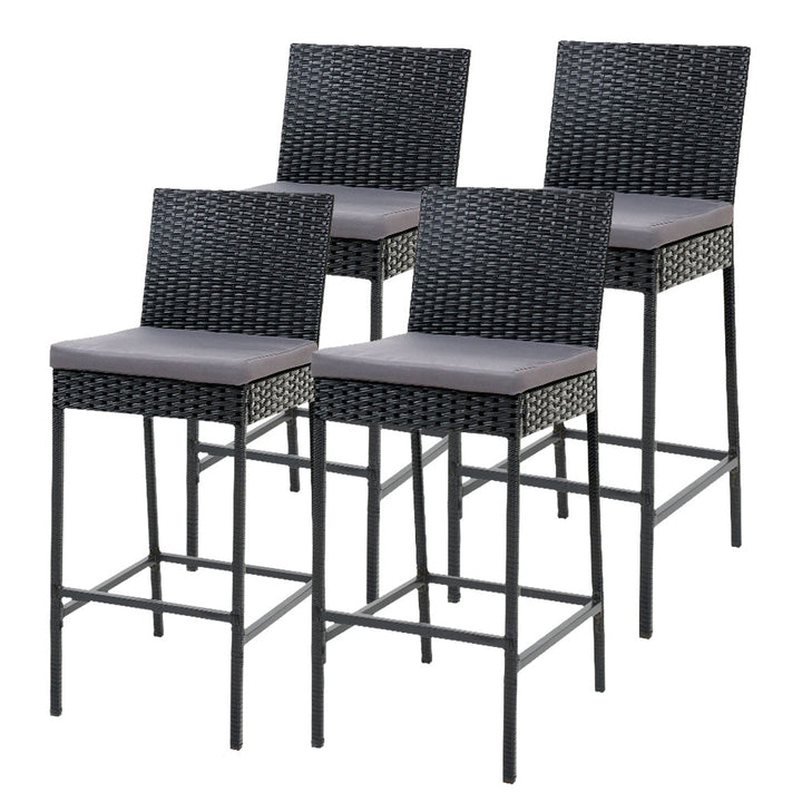 Bar Stools - Elmer Outdoor Bar Stools Wicker (Set Of 4) Black 71cm