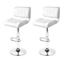 Load image into Gallery viewer, Bar Stools - Evan Set Of 2 Leather Gas Lift Kitchen Bar Stool White