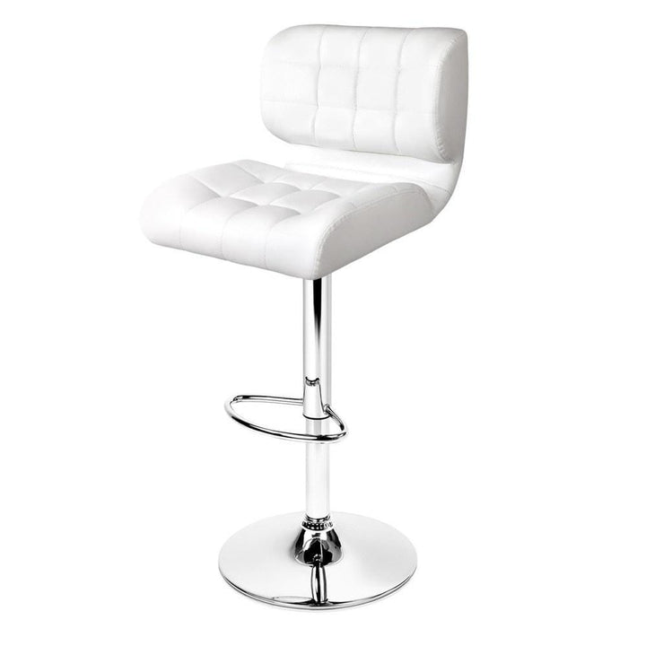 Bar Stools - Evan Set Of 2 Leather Gas Lift Kitchen Bar Stool White