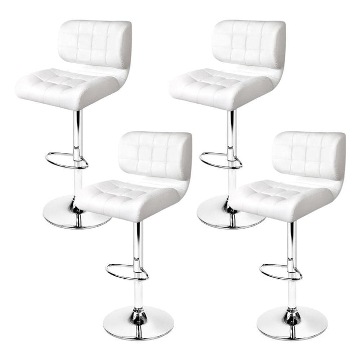 Bar Stools - Evan Set Of 4 Leather Gas Lift Kitchen Bar Stool White