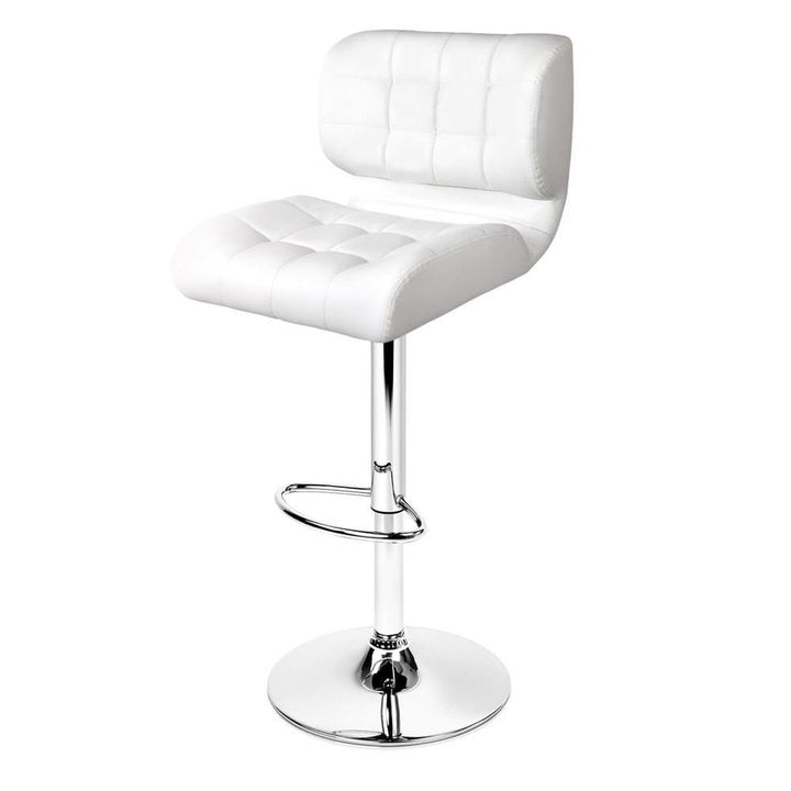 Bar Stools - Evan Set Of 4 Leather Gas Lift Kitchen Bar Stool White
