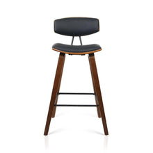 Load image into Gallery viewer, Bar Stools - Garth Set Of 4 Leather Wooden Kitchen Bar Stool Black 67cm