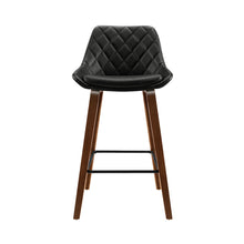 Load image into Gallery viewer, Bar Stools - Hunter Leather Bar Stool Wooden (Set Of 2) Black 68cm