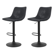 Load image into Gallery viewer, Bar Stools - Jovy Set Of 2 Leather Gas Lift Swivel Kitchen Bar Stool Black