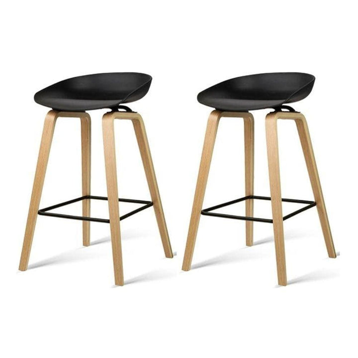 Bar Stools - Lexi Set Of 2 Wooden Backless Kitchen Bar Stool Black 67cm