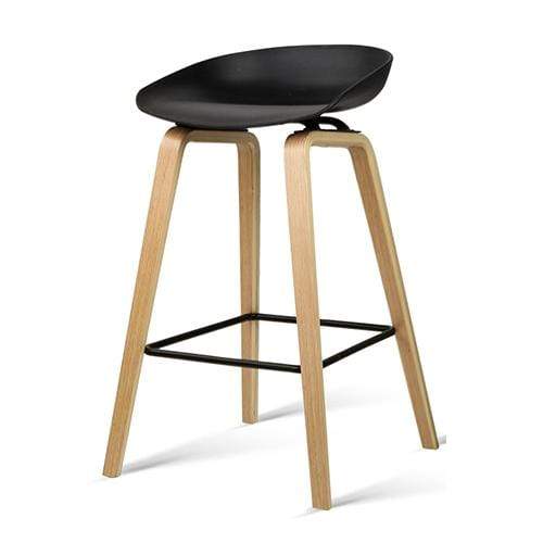 Bar Stools - Lexi Set Of 2 Wooden Backless Kitchen Bar Stool Black 67cm