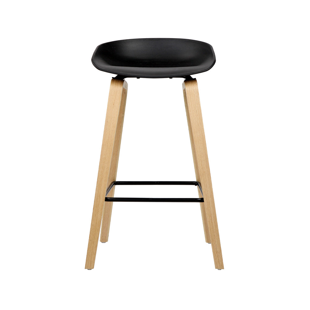 Bar Stools - Lexi Wooden Bar Stool Backless (Set Of 2) Black 67cm