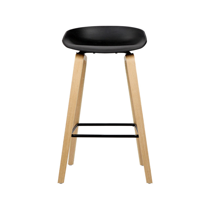Bar Stools - Lexi Wooden Bar Stool Backless (Set Of 2) Black 67cm