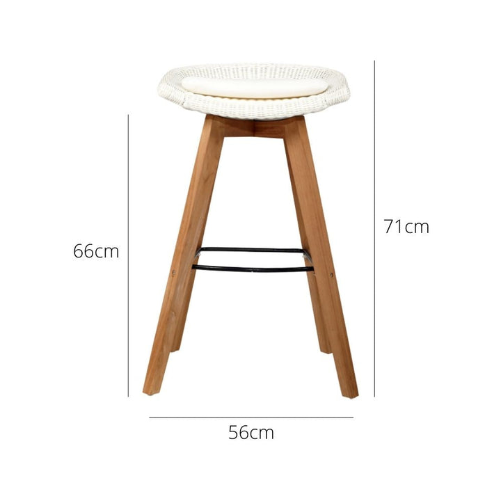 Bar Stools - Mahlia Outdoor Bar Stool Backless (Set Of 2) White 66cm