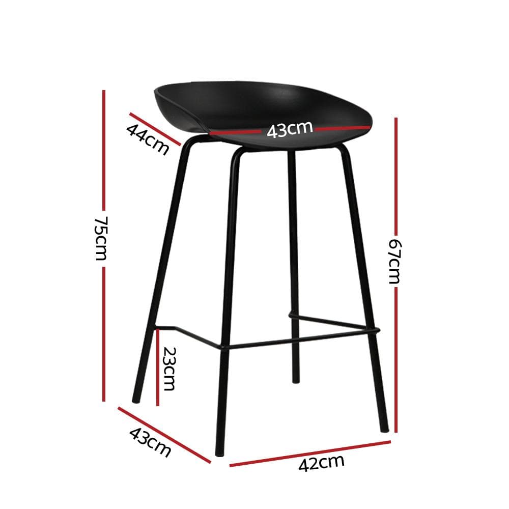 Bar Stools - Michael Set Of 4 Steel Kitchen Bar Stool Black 67cm