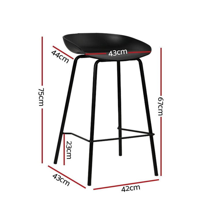 Bar Stools - Michael Set Of 4 Steel Kitchen Bar Stool Black 67cm