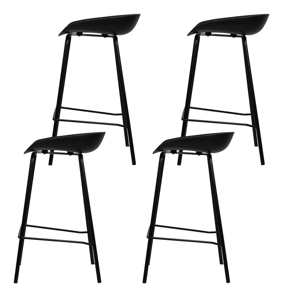Bar Stools - Michael Set Of 4 Steel Kitchen Bar Stool Black 67cm