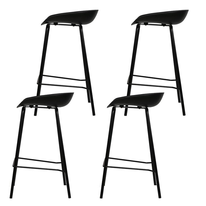 Bar Stools - Michael Set Of 4 Steel Kitchen Bar Stool Black 67cm