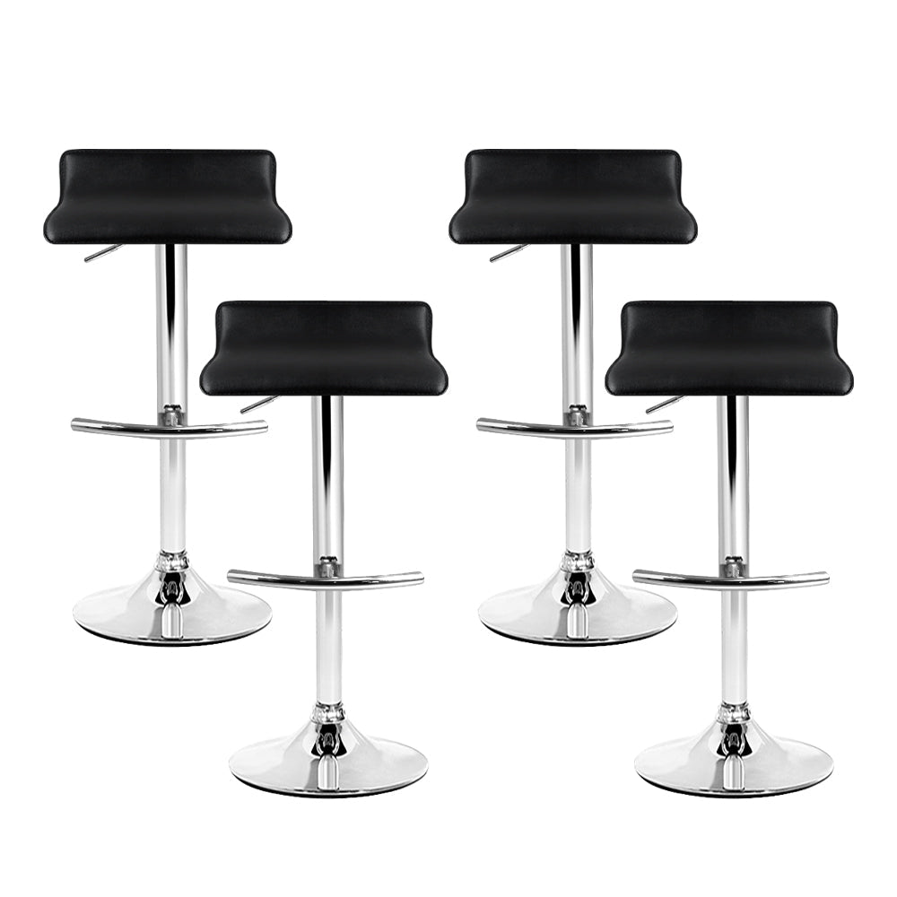 Bar Stools - Michelle Leather Bar Stool Swivel Backless (Set Of 4) Black