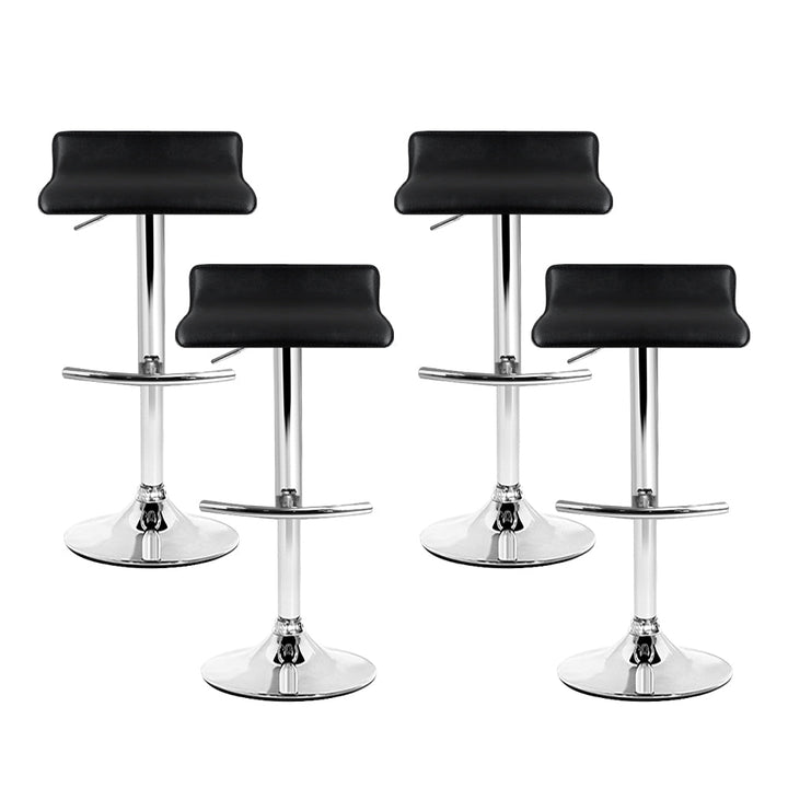 Bar Stools - Michelle Leather Bar Stool Swivel Backless (Set Of 4) Black