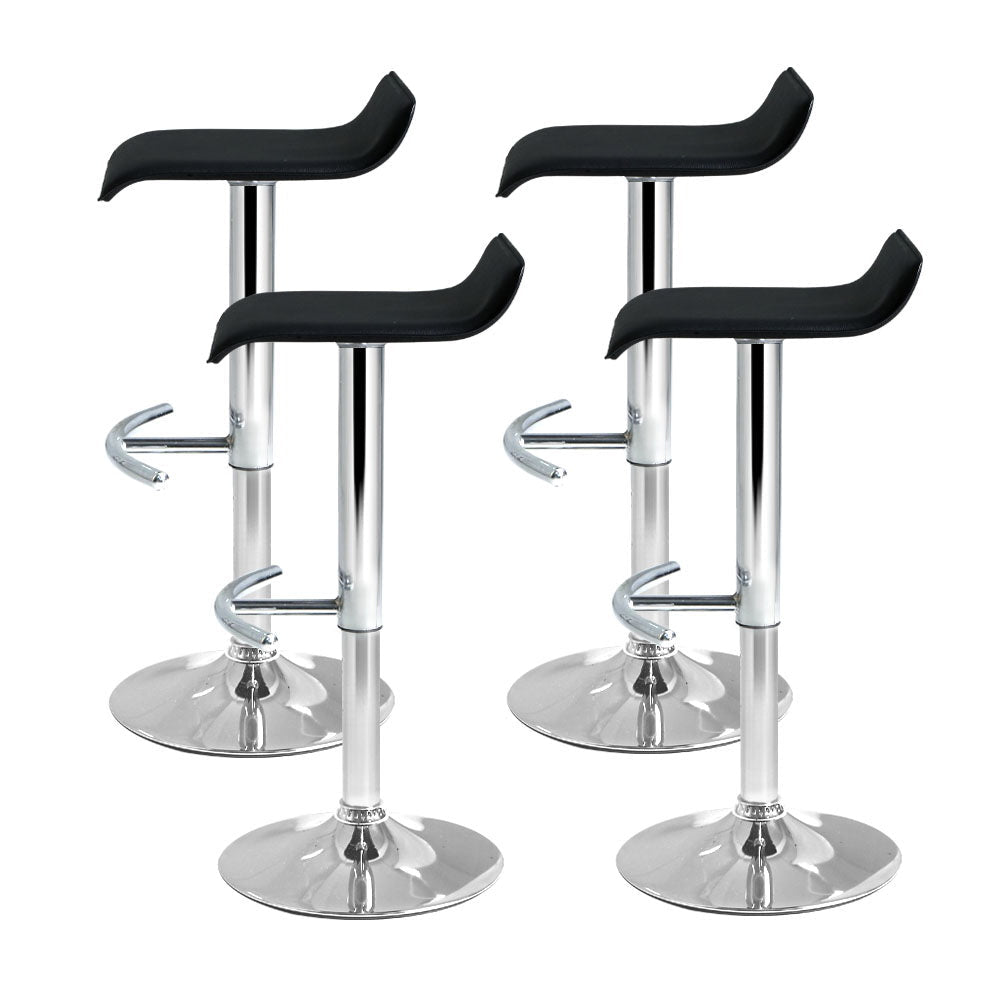 Bar Stools - Michelle Leather Bar Stool Swivel Backless (Set Of 4) Black
