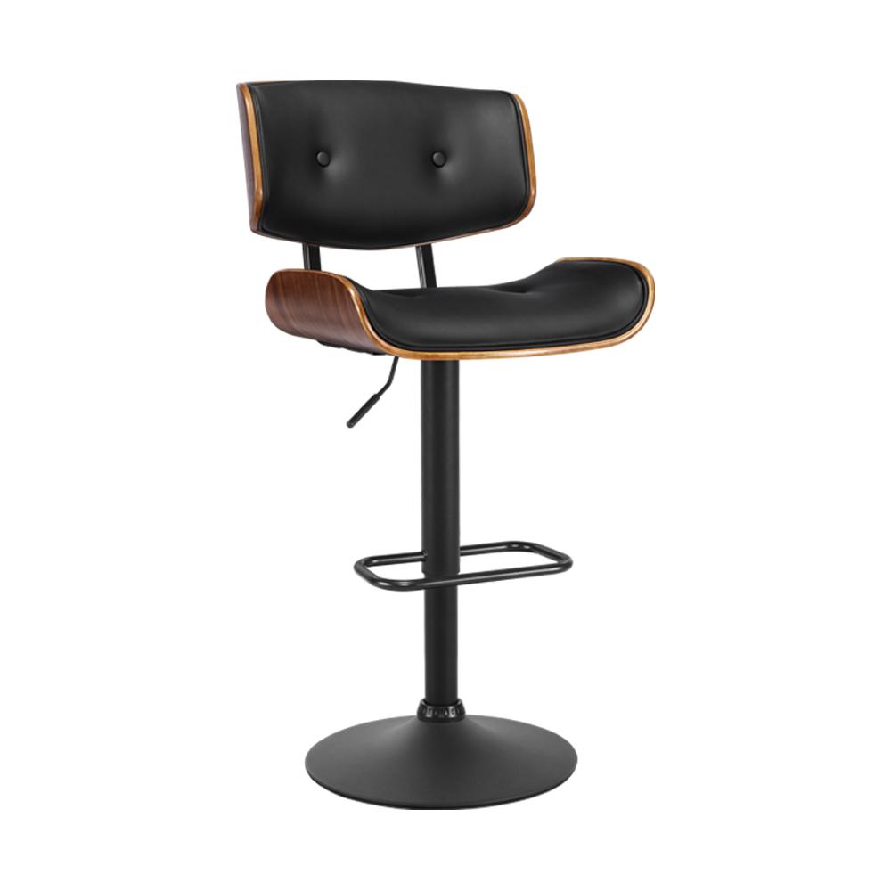 Bar Stools - Morgan Leather Bar Stool Wooden Swivel Black Frame