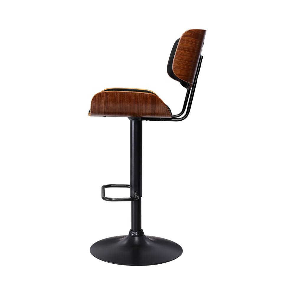 Bar Stools - Morgan Leather Bar Stool Wooden Swivel Black Frame
