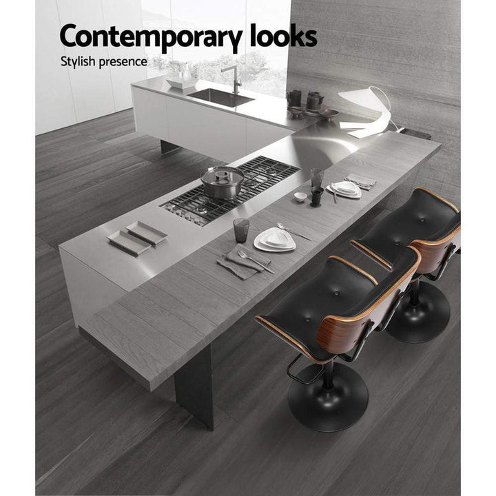 Bar Stools - Morgan Wooden Gas Lift Kitchen Bar Stool Black Extra Tall