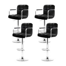 Load image into Gallery viewer, Bar Stools - Noa Set Of 4 Leather Gas Lift Swivel Kitchen Bar Stool Black