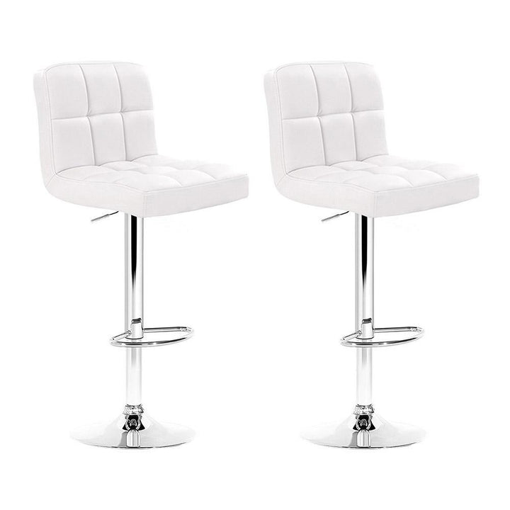 Bar Stools - Noel Set Of 2 Leather Gas Lift Swivel Kitchen Bar Stool White