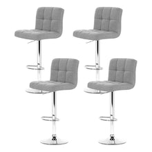 Load image into Gallery viewer, Bar Stools - Noel Set Of 4 Fabric Gas Lift Swivel Kitchen Bar Stool Grey